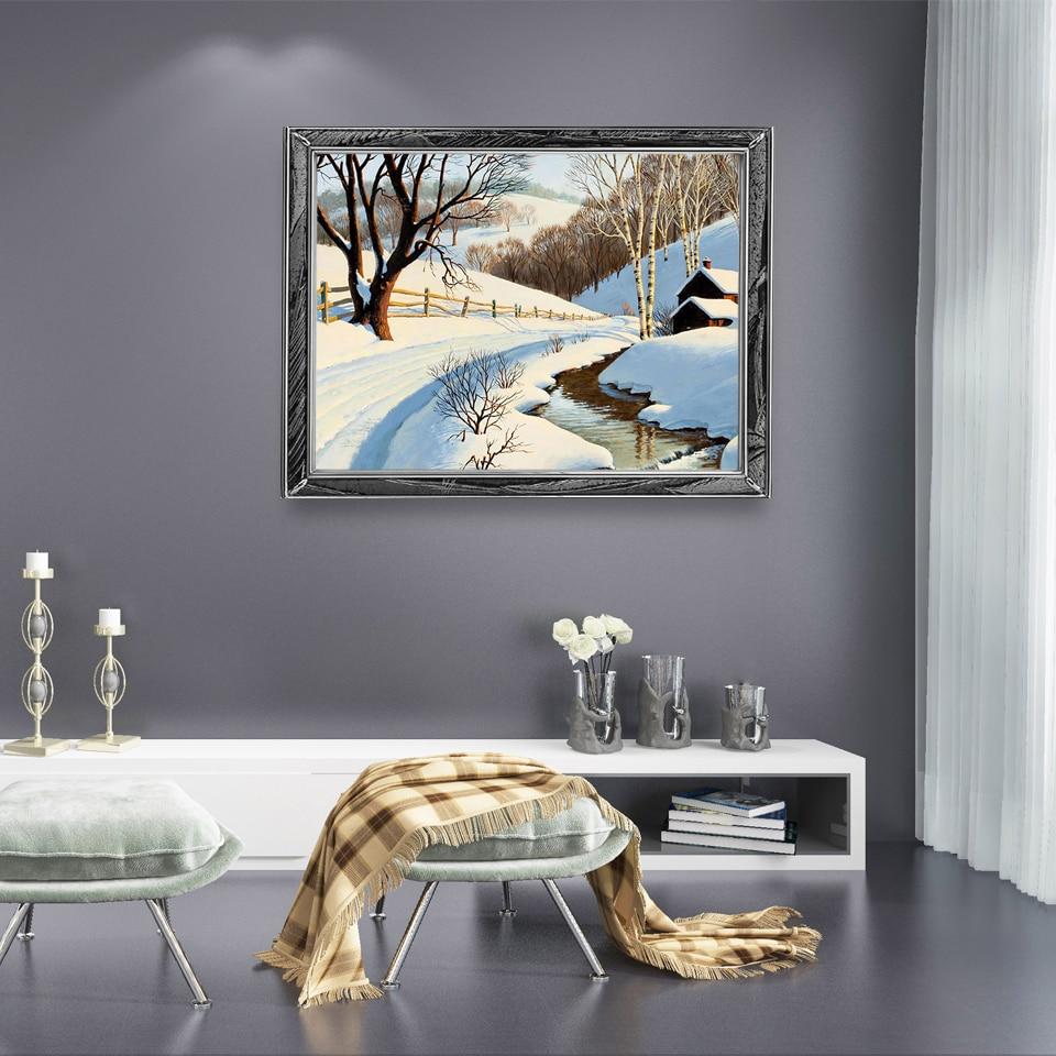 5D Diamond Embroidery Landscape Cross Stitch Winter Snow Scenery Diamond Painting Full Square Round Drill Mosaic Home Decor Gift