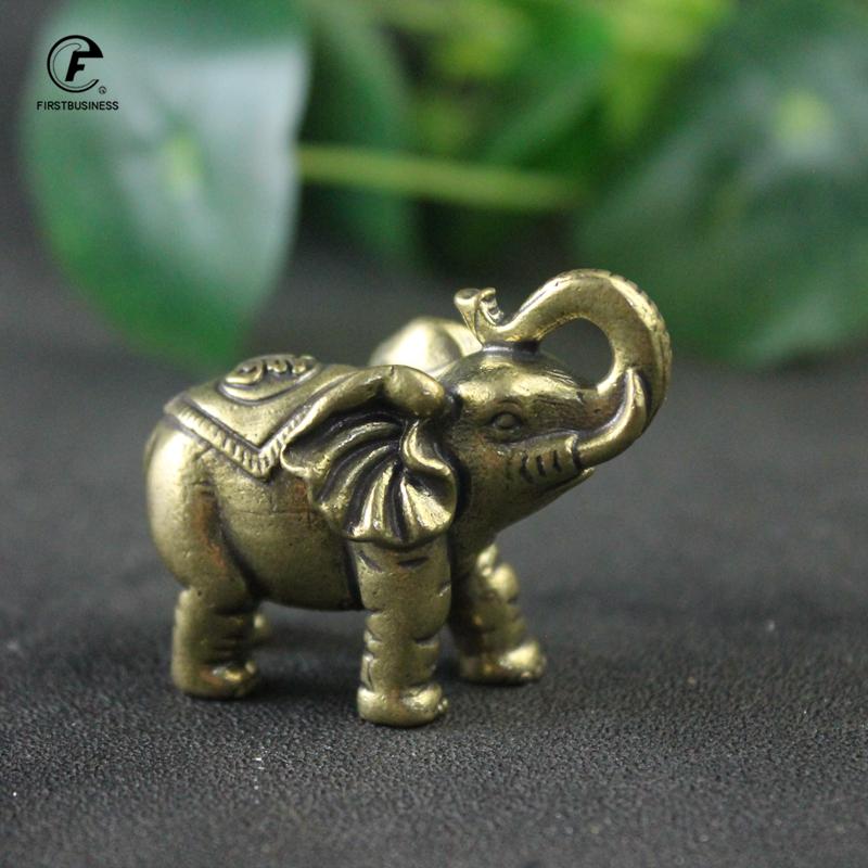 Solid Copper Lucky Elephant Small Ornaments Brass Blessing Elephants Miniature Figurine Antique Bronze Animal Statue Craft Decor