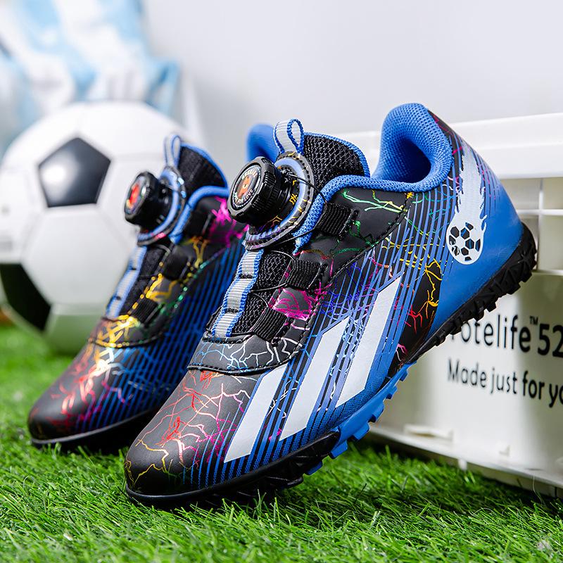 Children's Football Shoes Rotating Button Boys Professional Training Practical Shoes Girls Breathable Non-slip Football Shoes