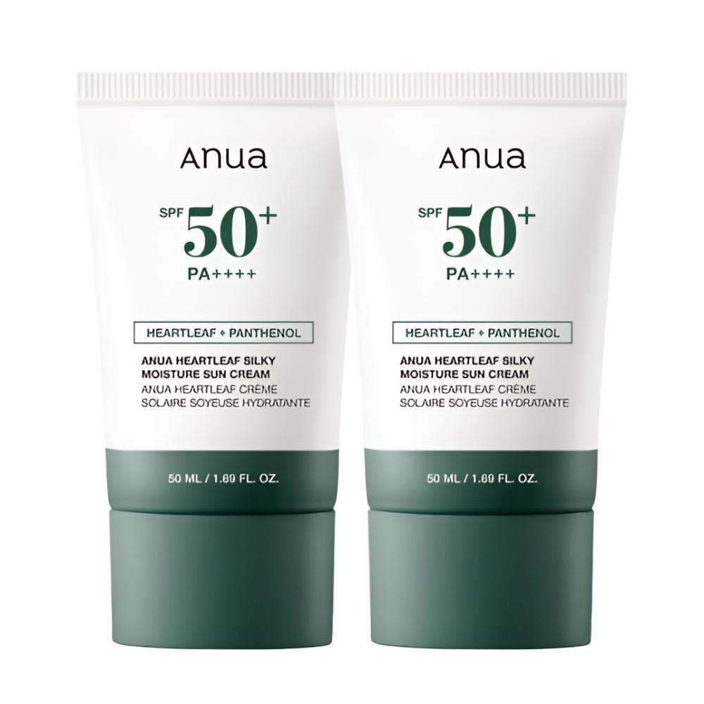 Anua Heartleaf Silky Moisture Sun Cream 50ml Double Pack – K-Beauty, Silky Moisture UV Protection