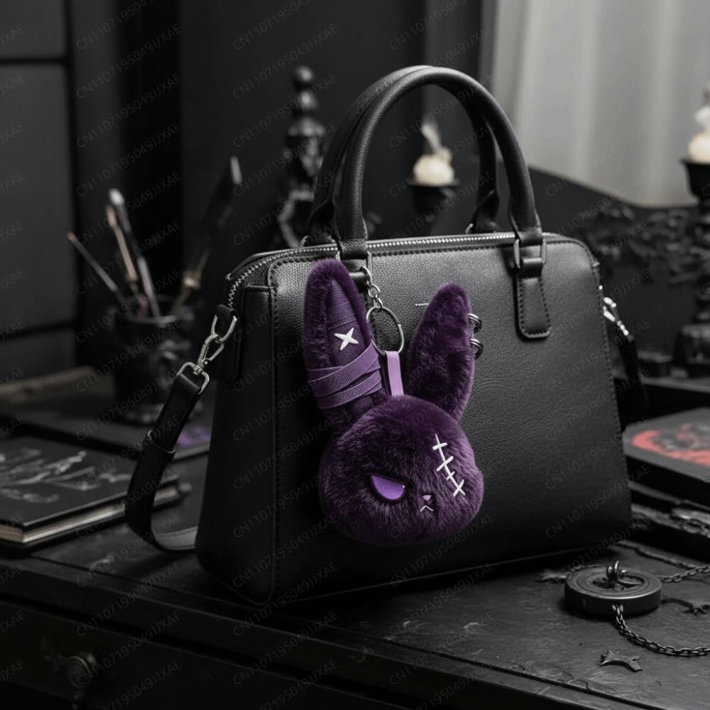 Plush Bunny Plush Keychain Gothic Style Rabbit Bag Charm Cute Plush Rabbit Pendant  Friends Gift