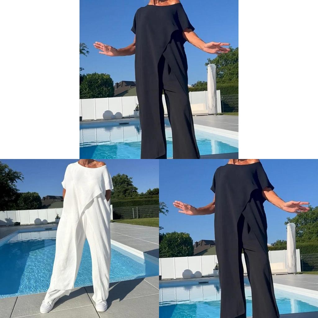 Loose Fit Pure Cotton Top And Pants Suit With Light Silky Finish For Summer Wear