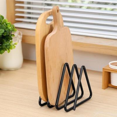 Durable 4-Slot Cutting Board Holder Divided Space Saving Chopping Board Organizer Metal Kitchen Storage Rack
