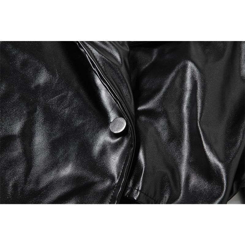 Letní dámská módní stylová vypasovaná zkrácená bunda z PU kůže jednobarevná ležérní