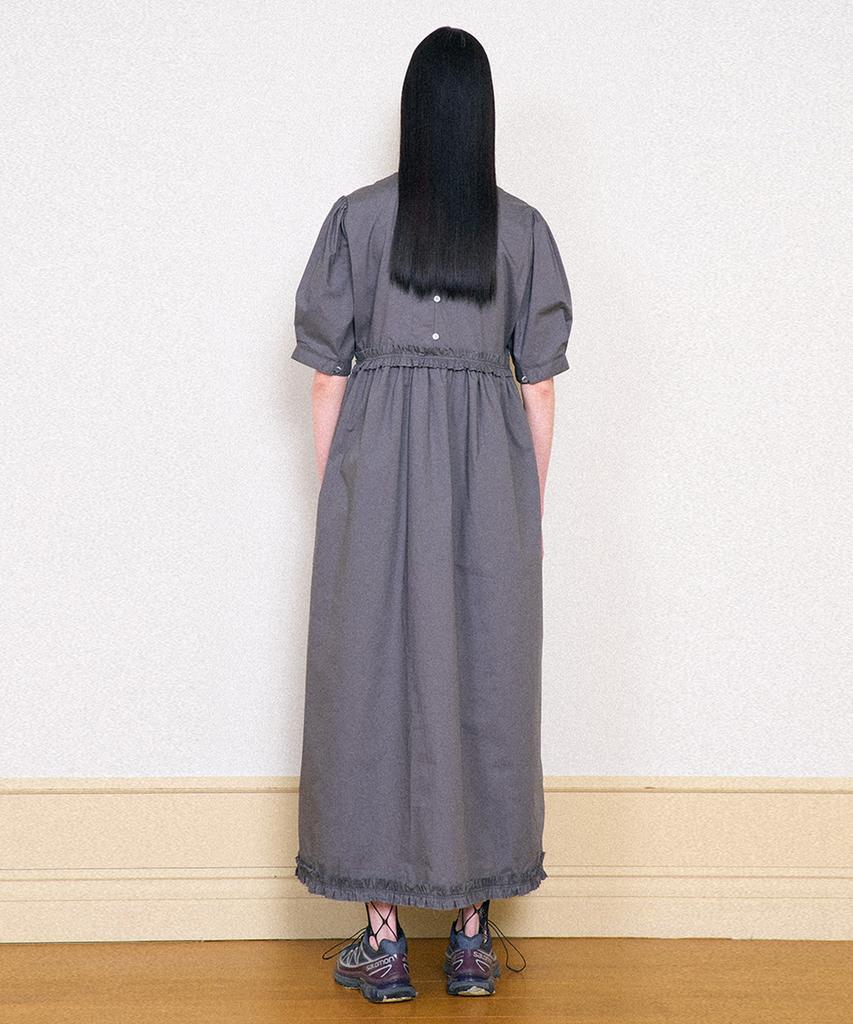 Partimento Woman Puff Sleeve Maxi Dress_Charcoal