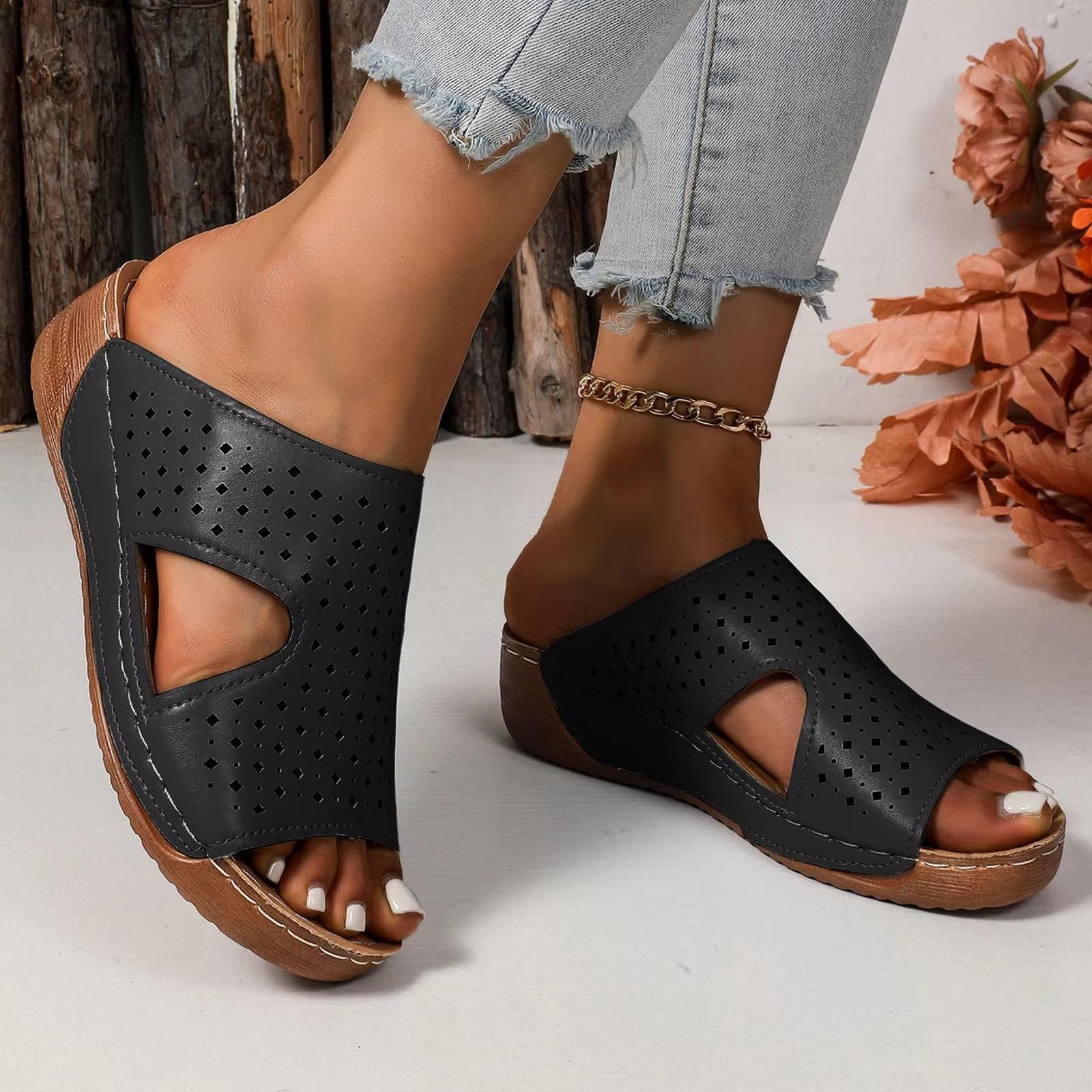 Женские босоножки с вырезами Летние пляжные трансграничные сандалии 36