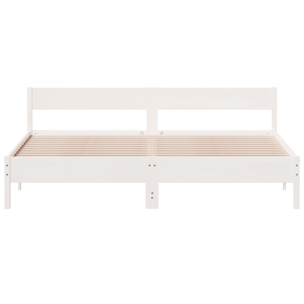 Vidaxl Bed Without Mattress, White, 200X200 Cm, Solid Pine Wood