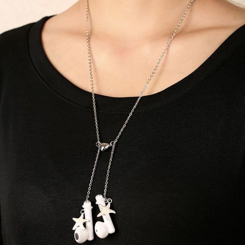 Halter Clips Seestern Anti-verloren Kopfhörer Kette Whale Tail Kopfhörer Halskette Drahtlose Kopfhörer