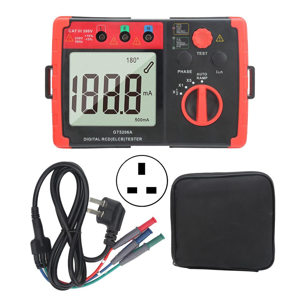 GT5206A Digital RCD (ELCB) Tester Leakage Protection Switch Detector Testing InstrumentAU Plug 220V