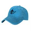 Winged Cross Logo Washed Canvas Baseball Cap Vintage Black Adjustable Hat with Religious Symbol Design for Unisex and Women