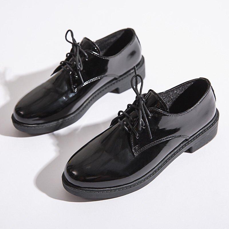 

мода Жіночі Оксфорди Осінь Весна Шкіряні Туфлі Жіночі Повністю Чорні Офісні Жіночі Дербі на Шнурівці Zapatillas Mujer Повсякденні Лофери 35