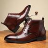 Luxury Men Leather Boots Brand Pointed End Formal Dress Boots Classic Business Casual Boot Lace-up Ankle Boots for Men Botas2025