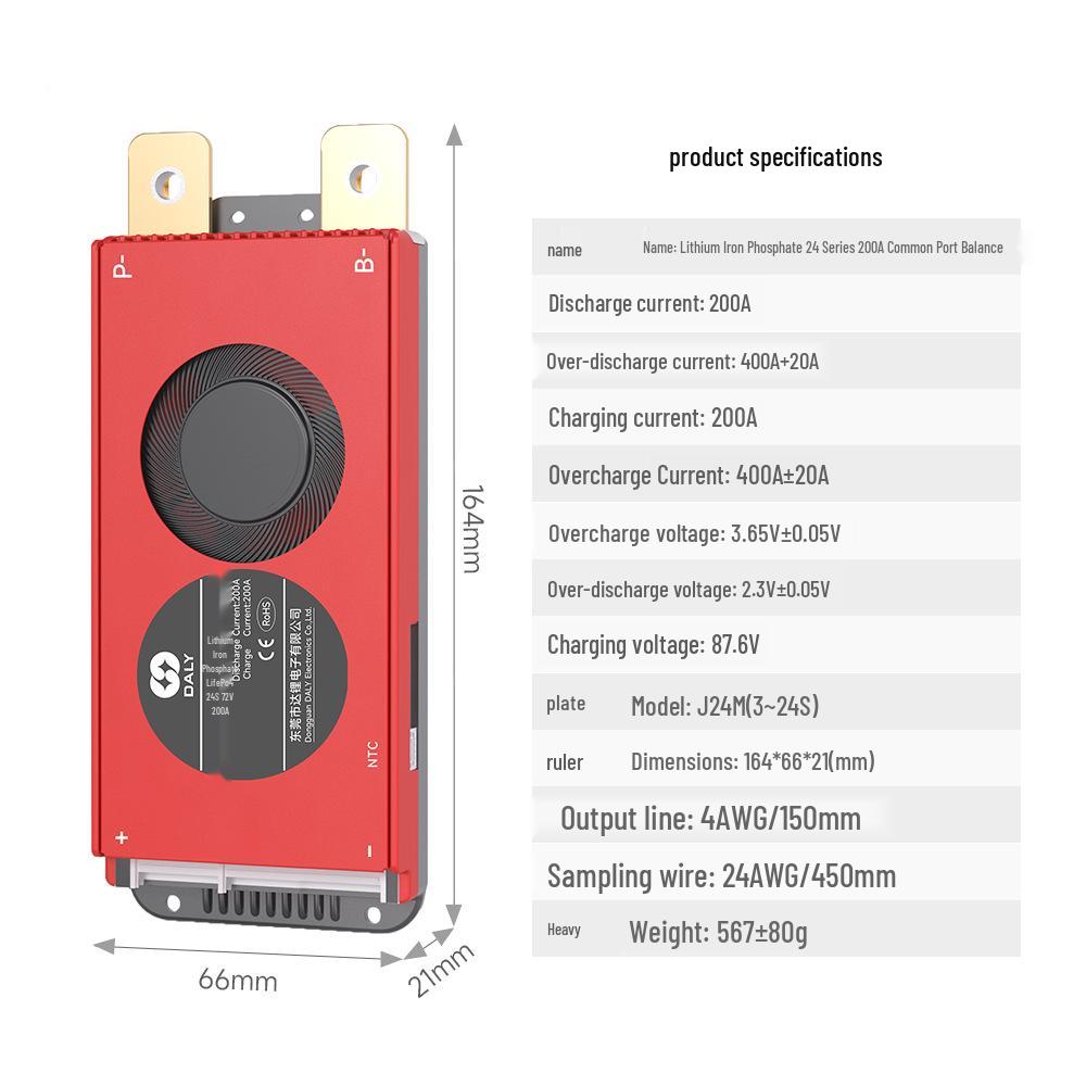 Dali BMS Battery Protection Board 3S-24S 150A/200A with Temperature Control for Tricycle Energy Storage