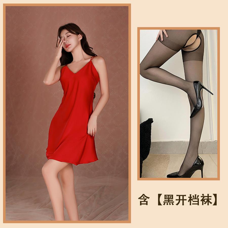 Sexy Unterwäsche Strapsnachthemd Damen Sommer Eis Seide Rückenfrei Übergröße High-End Pure Desire Sexy Pyjamas