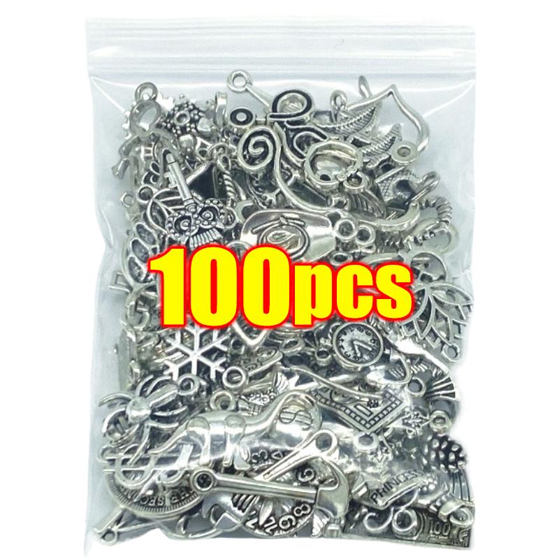 

100/300pcs Tibetan Silver Mixed Pendant Charms Animals Spoon Lock Metal Beads for DIY Jewelry Making Bracelet DIY Necklace Craft