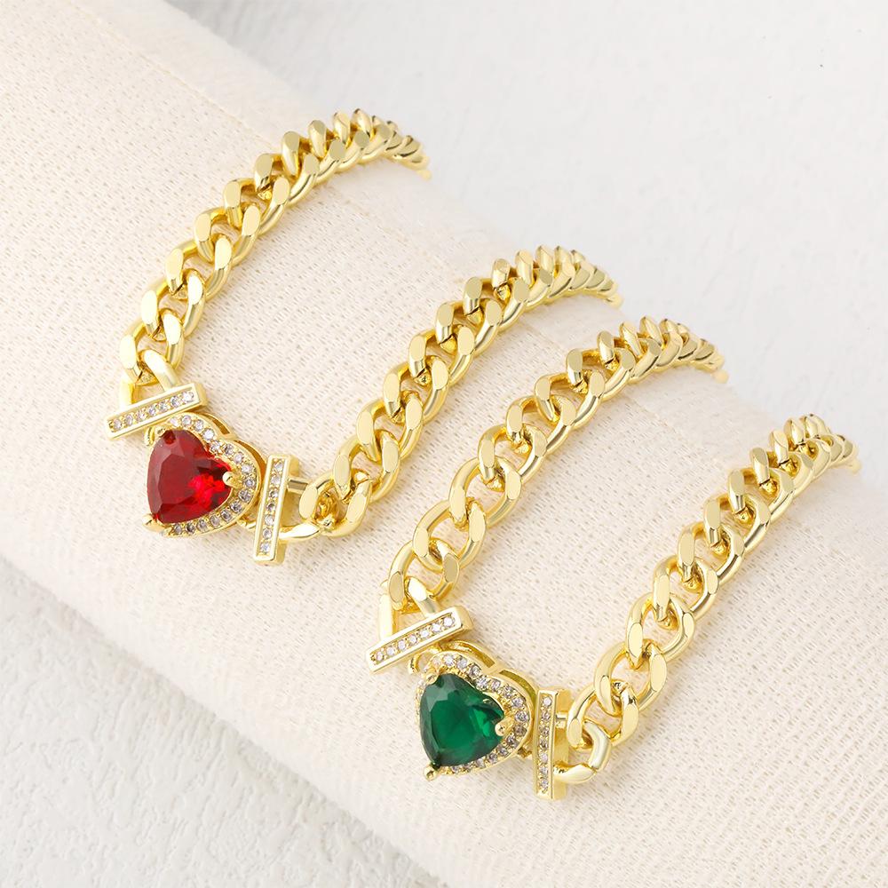 Retro Colored Zircon Love Bracelet Women's Light Luxury Handmade Versatile Jewelry
