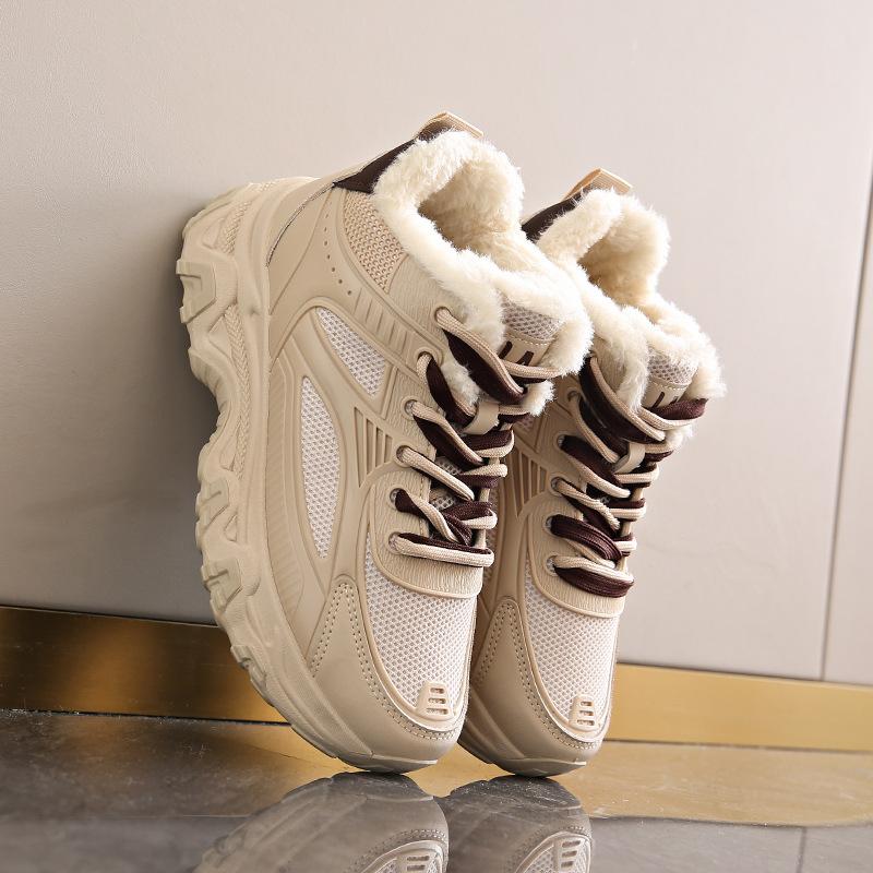 Winter neue Samt verdickte große Baumwollschuhe vielseitige Outdoor dicke Sohle erhöhend Dad Schuhe Mädchen Laufschuhe