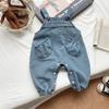 Baby Girl Spring Fall Denim Overalls Set With Cotton Fabric For Toddler Girls