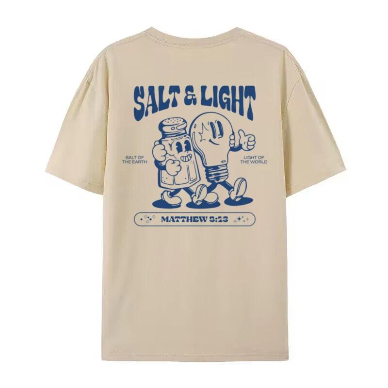 Soľné Svetlo Vtipné Biblické Verše Tričká Zadná Potlač Retro Streetwear Grafické Tričká Dámske Unisex Kresťanské Tričko Ježiš Viery Vrcholné Darčeky