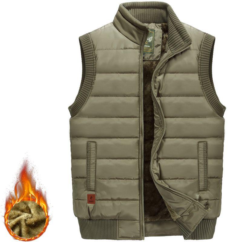 Winter Men's Thick Jacket Sleeveless Vest Man Waterproof Vest Coats Stand Collar Windbreaker Padded Waistcoats Clothing