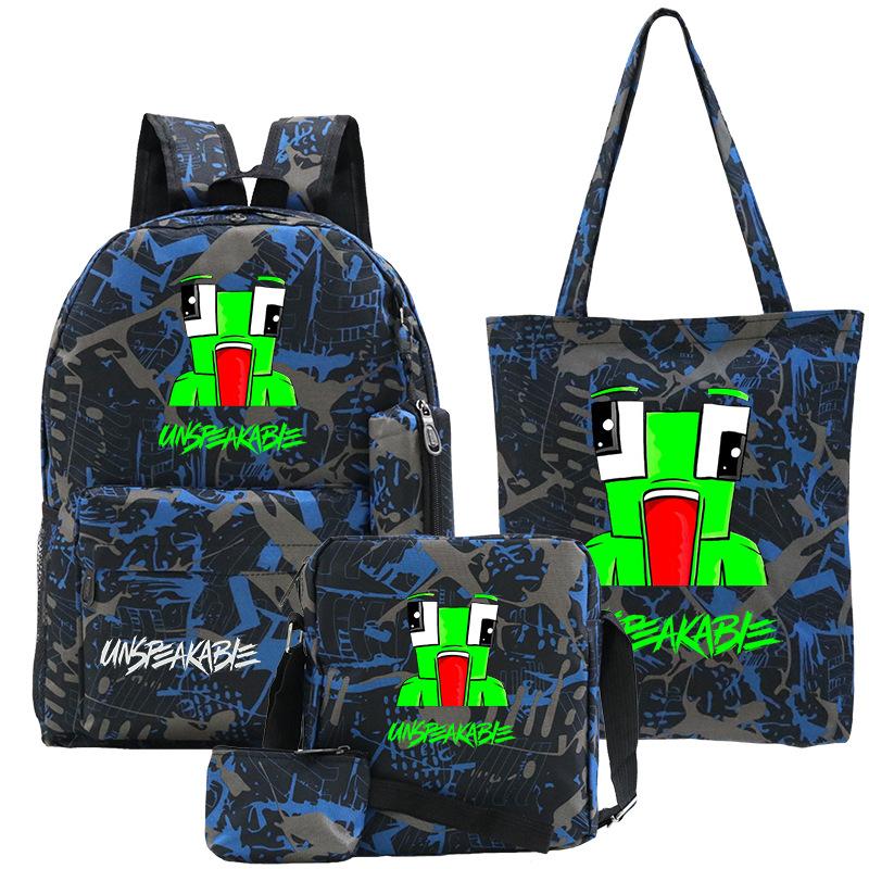 Casual Backpack Five-piece Backpack + Tote Bag + Shoulder Bag + Pencil Bag + Small Money Bag 3