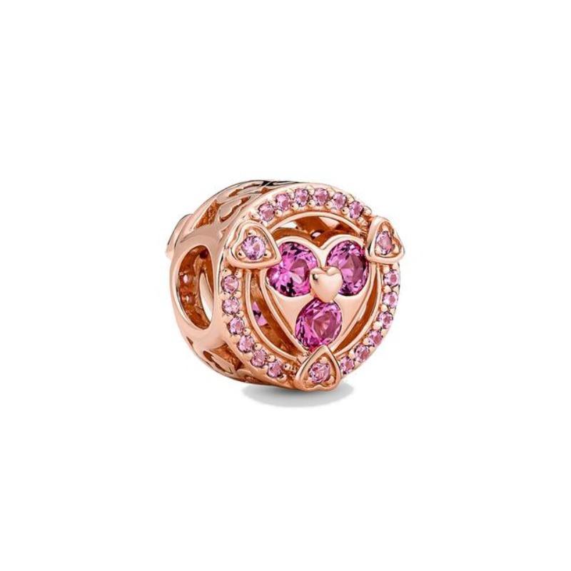 Copper Rose Gold Hollow Flower Leaf Love Dice Gift Box Diy Charm Beads Fit For Bracelets Necklaces Women'S Boutique Jewelry