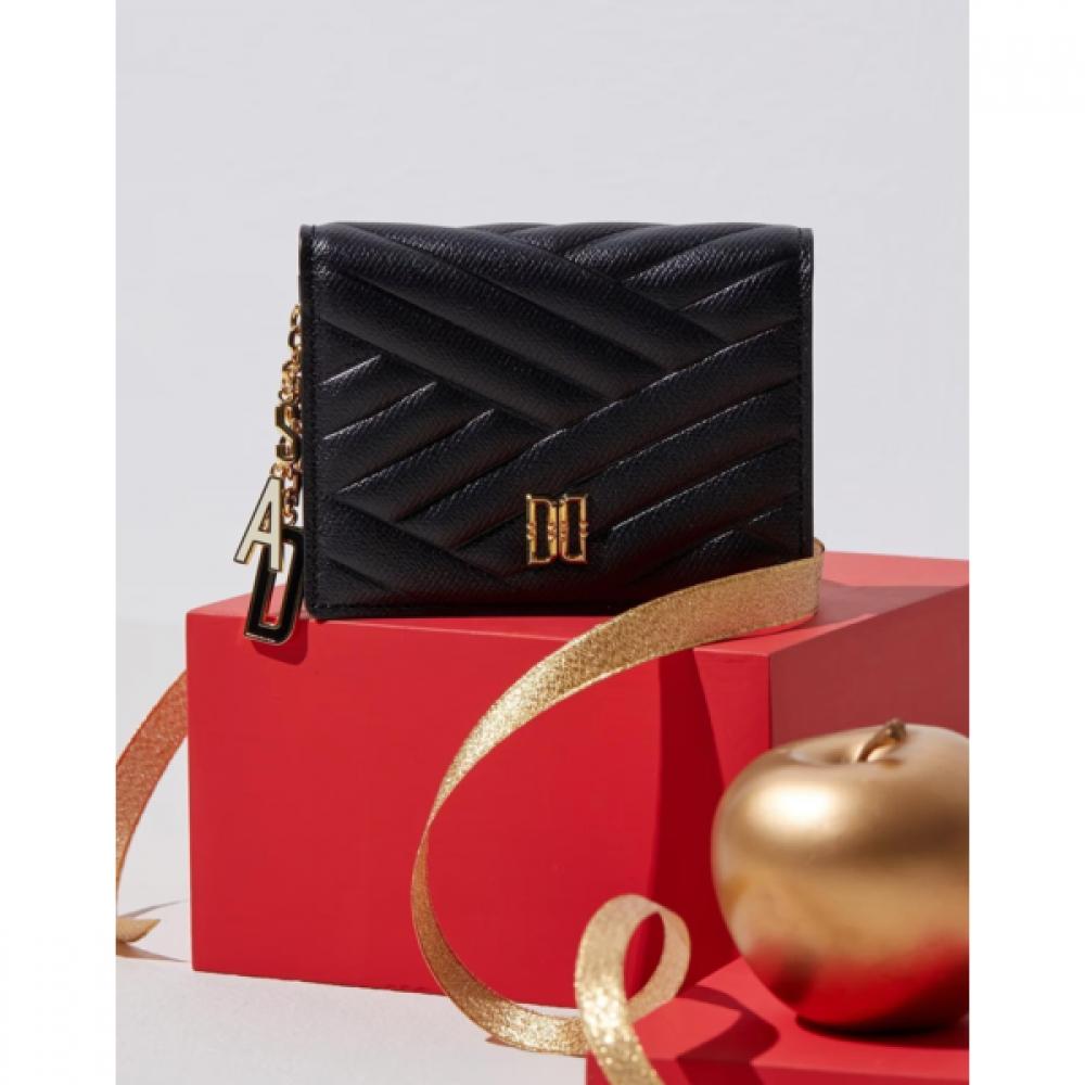 Daks Black Quilted Logo Charm Wallet Dcwa2f218bk
