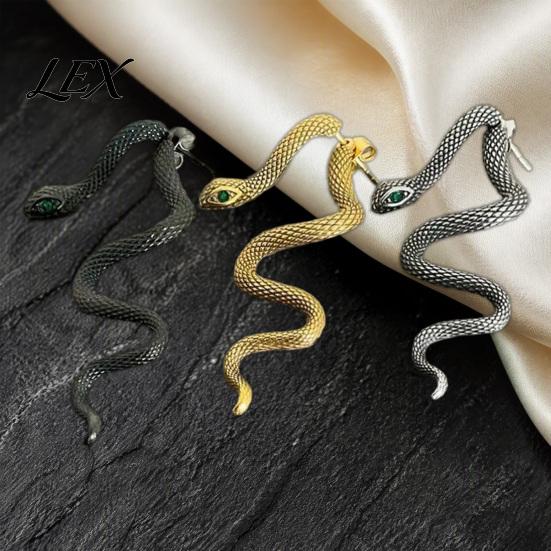 Retro Style Animal Motif Earrings 1 Pair Vintage Gothic Snake Earrings, Punk Front Back for Stud Serpent Halloween Statement Jewelry Hypoallergenic