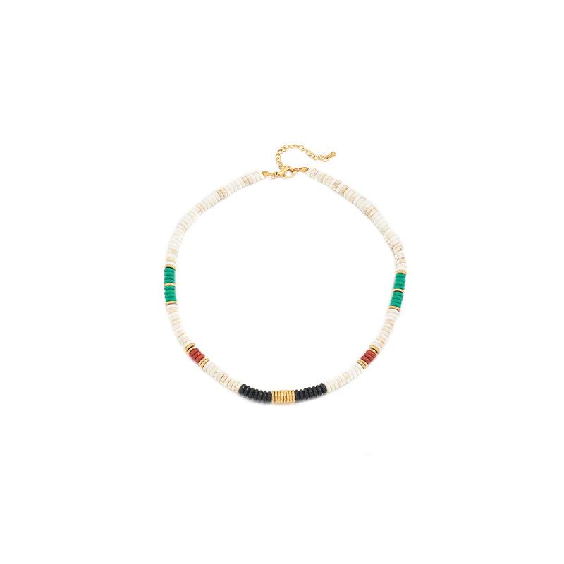GEMCHIC Women s Minimalist White Pine Natural Stone Handmade Beaded Necklace Bohemian Vacation Style Clavicle Chain
