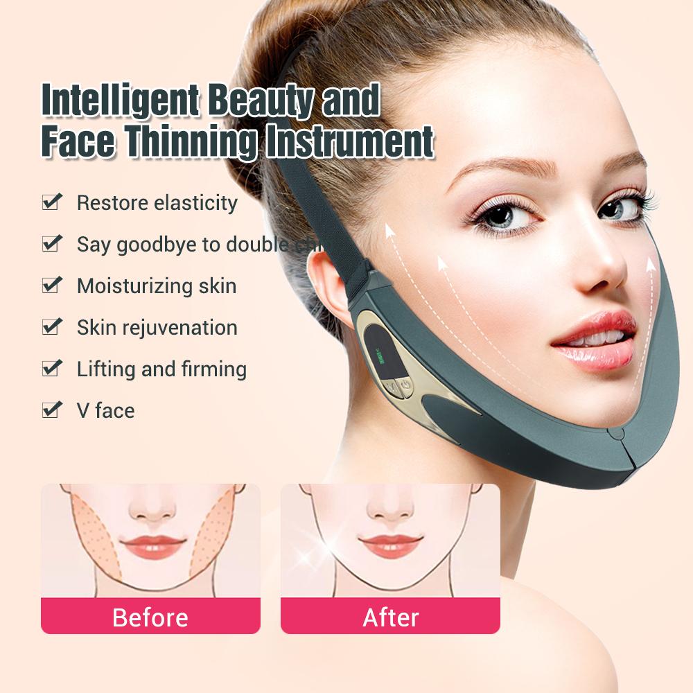 Electric V-face Face Lift Device Heated Skin Rejuvenation Double Chin V Face Vibration Massager Wireless Control Cheek Lift Face