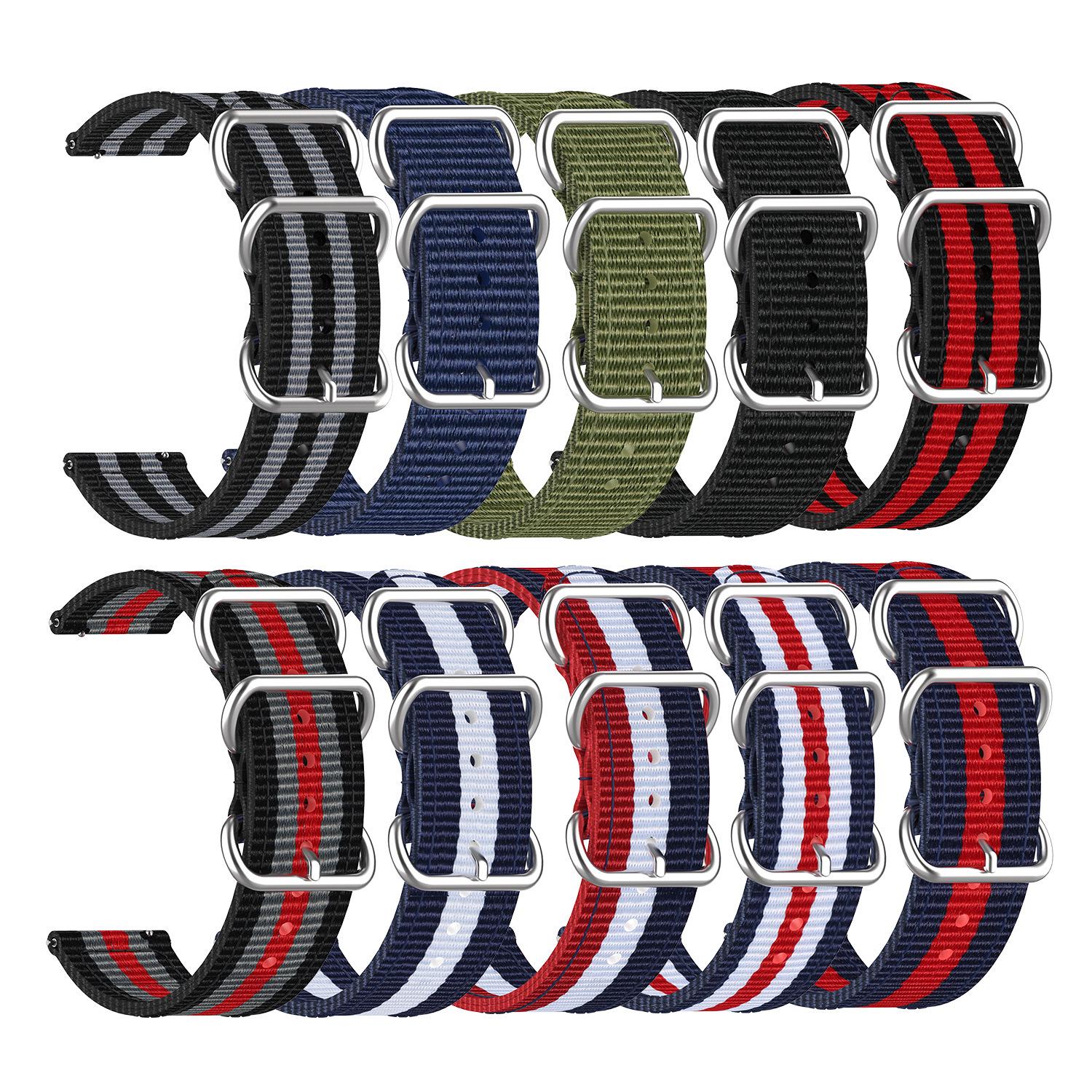 

Compatible Three-Ring Nylon Watch Band for Samsung, Garmin, Huawei GT2 – Breathable, Woven Design in 14 Colors (18mm/20mm/22mm). 22mm