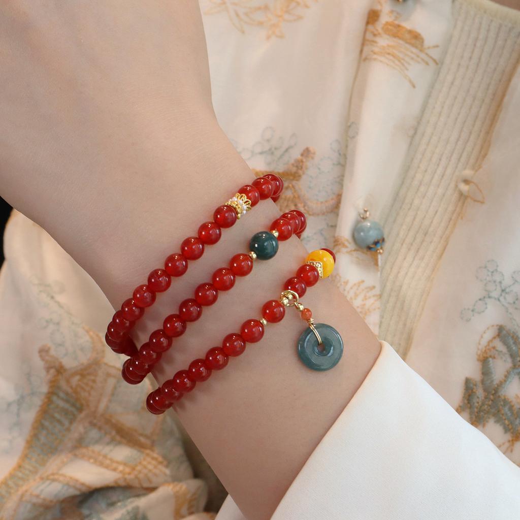 Three-circle Natural Agate Bracelet Bracelet.fashion Women Daily Jewelry Gift