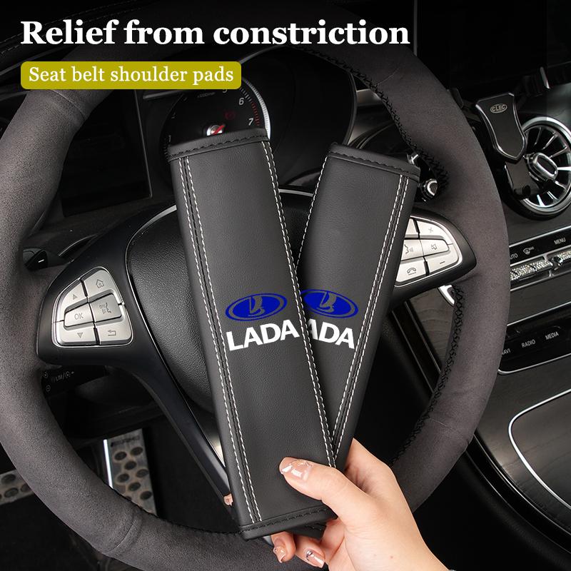 Car Seatbelt Shoulder Cover Leather Protector Pad Accessories For Lada Vesta Niva Samara Kalina Largus Priora Xray Granta
