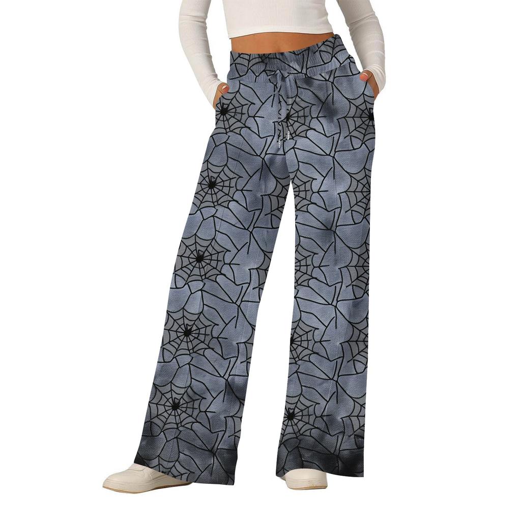 Women's Halloween Printed Fashionable Loose Casual Wide Leg Pants