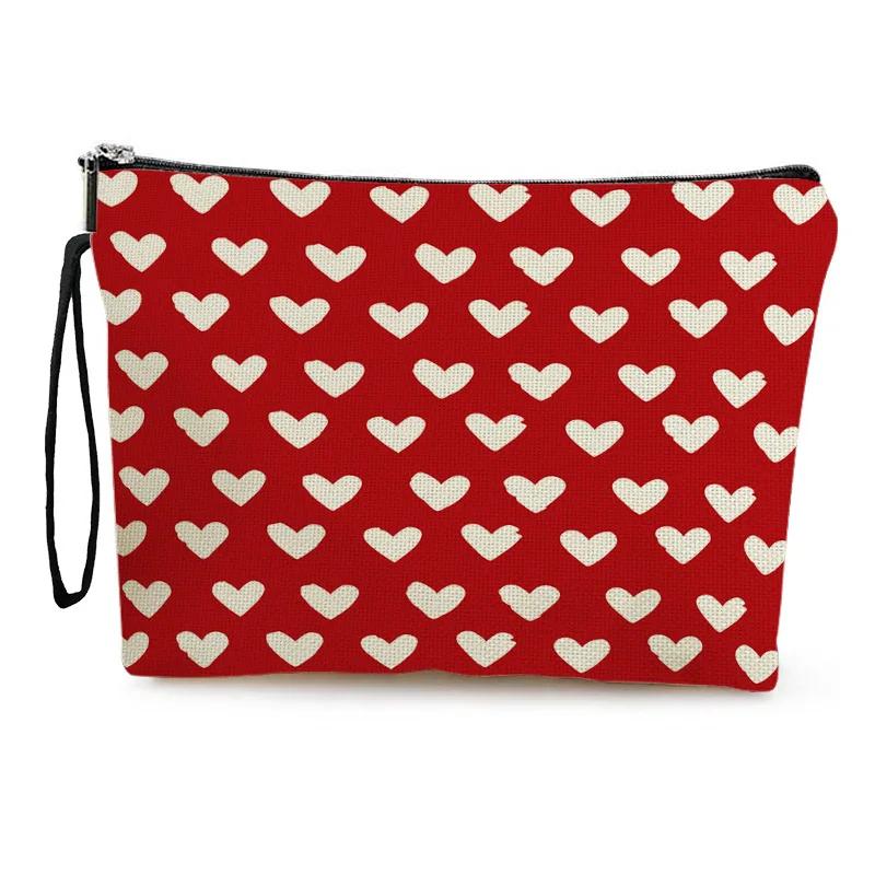 Women'S Makeup Bags,Polyester,Love & Letter Print,Zippered Cosmetic Pouches,Perfect Gift for Holidays & Outdoor Travel, Unisex