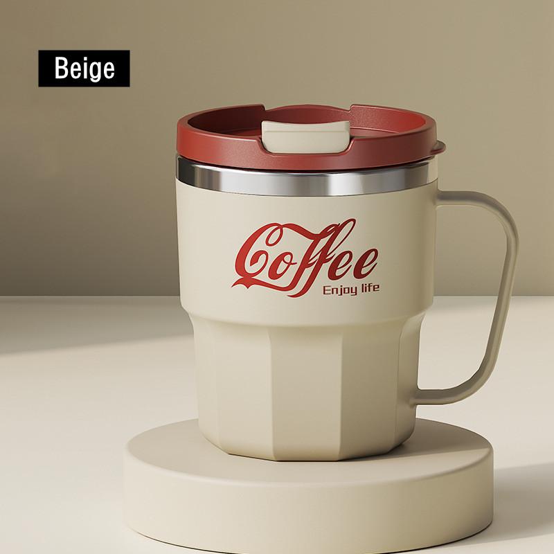 400ml Fashion Stainless Steel Coffee Mug With Cover Creative Office Home Milk Tea Breakfast Handle Cup
