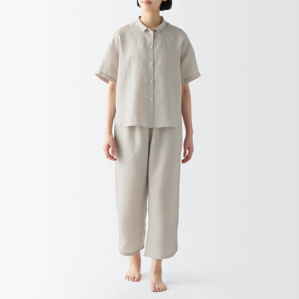 Pijamale MUJI Natural Cool Touch Lyocell Hemp cu mânecă scurtă FD1JJA4S bej deschis S Femei Femei Femei