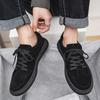 2808 Spring New Product Solid Color Cowhide Casual Men's Shoes Low Top Versatile Trend Fur Sports Board Shoes