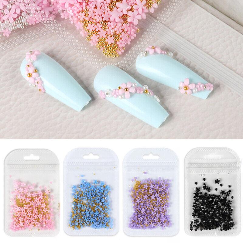 200Pcs Acrylic Crystal 3D Flower Nail Art Decoration Cute Mixed Size Manicure _A