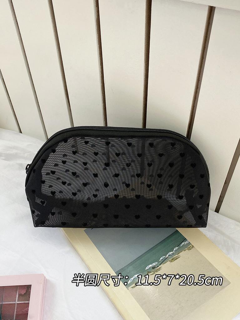 Nylon Mesh Zipper Cosmetic Bag Portable Travel Organizer Small Large Black Transparent Toiletry Pouch Makeup Storage Bags