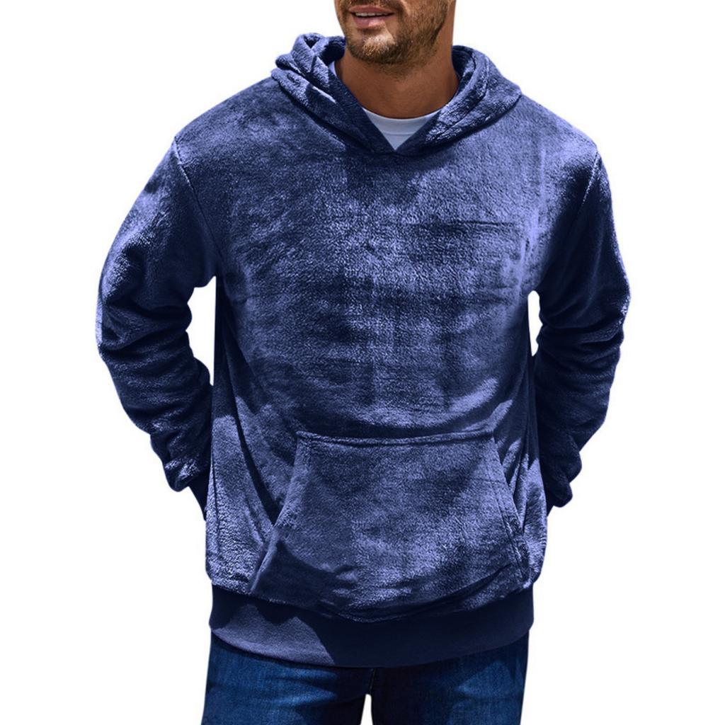 Sudadera de Hombre Oversize Holgada con Capucha Sudadera Suave y Peluda Casual Manga Larga