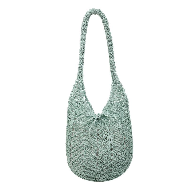 Large Capacity Hollow Knitted Bag Women's Summer New Versatile Shoulder Shopping Bag Woven Tote Bag