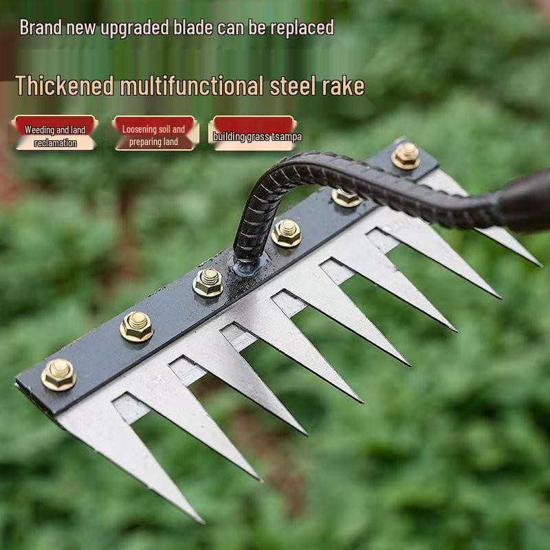 Garden Soil Loosening & Weeding Rake with Blade Hoe