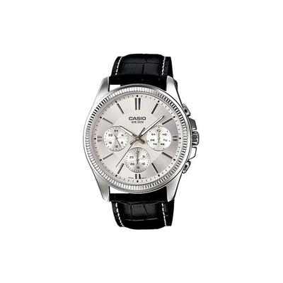 Standard Series Unicorn Minimalist Fashion Waterproof Watch Three Dials Six Eyes Quartz Movement Leather Strap Men Watches White MTP-1375L-7AVDF