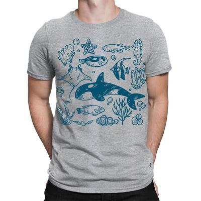 Ocean Natura Tatuaż Zwierzę Morskie Lata 90. Retro Vintage Koszulki Męskie Damskie ##TA-30