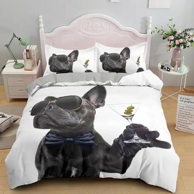 Moda 3D Köpek Yatak Takımı Dijital Baskı Nevresim Yastık Kılıfı Yatak Tek Çift Çift Kişilik Full Kraliçe King Boy