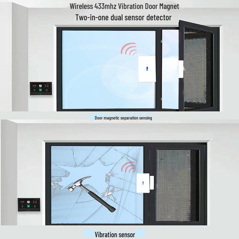 433MHz Wireless Vibration Door/Window Sensor & Glass Break Detector