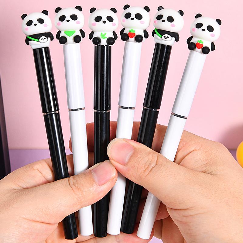 36Pcs Kawaii Panda Shape Cartoon Straight Liquid Quick Drying Gel Pen Stationery School Office Supplies Prize Gift Writing Tools Holiday Gift No