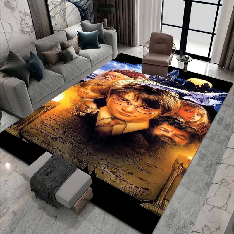 3D Printed Harry Potter Classic Fantasy Adventure Movie Theme Rug, Bedroom Living Room Play Mat