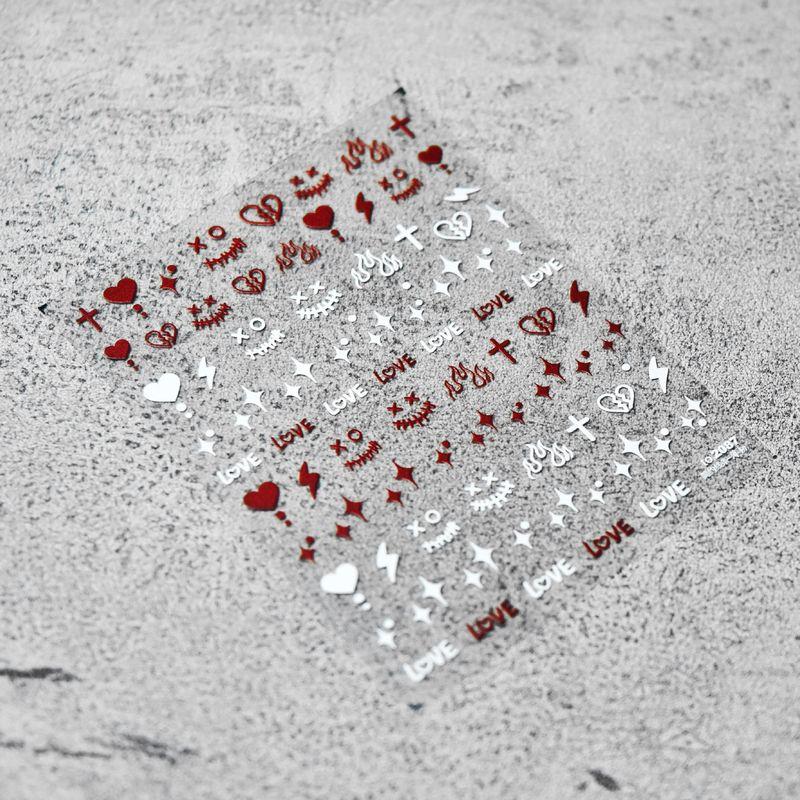 

Sweet Red Nail Sticker with Funny Face and Letters 2087# Minimalist line